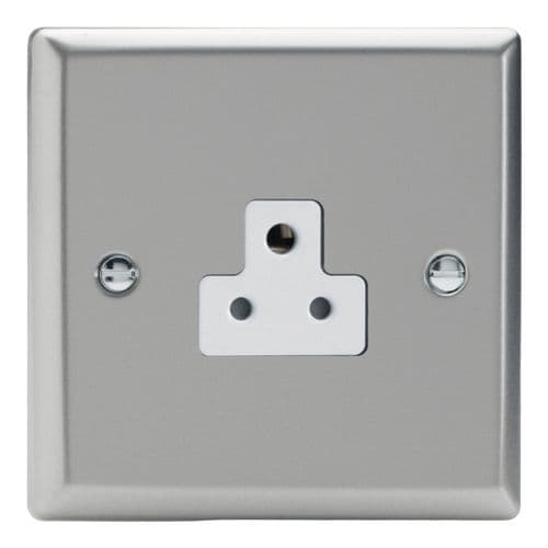 Varilight XNRP2AW Classic Satin Chrome 1 Gang 2A Round Pin Plug Socket