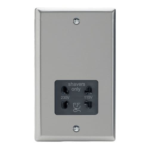Varilight XNSSB Classic Satin Chrome Dual Voltage Shaver Socket 230V/115V