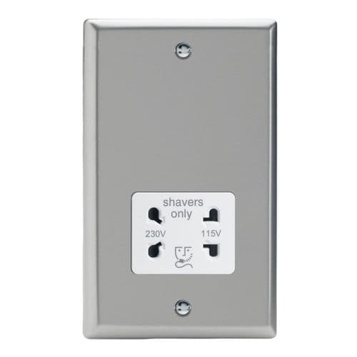 Varilight XNSSW Classic Satin Chrome Dual Voltage Shaver Socket 230V/115V