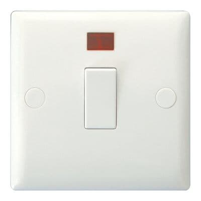 Varilight XO20NW Value Polar White 1 Gang 20A Double Pole Switch + Neon Indicator