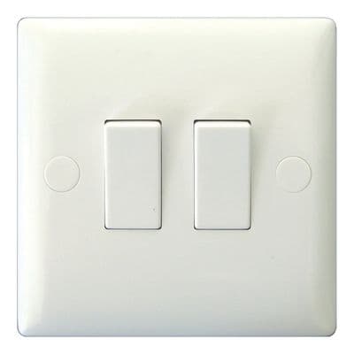 Varilight XO2W Value Polar White 2 Gang 10A 1 or 2 Way Rocker Light Switch