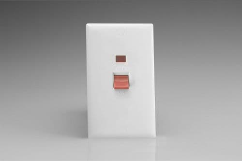 Varilight XO45NW Value Polar White 45A DP Cooker Switch Vertical Twin Plate + Neon