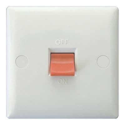 Varilight XO45SW Value Polar White 45A DP Cooker Switch Single Plate