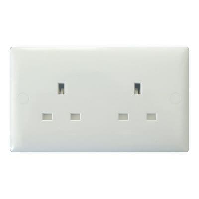 Varilight XO5UW Value Polar White 2 Gang 13A Unswitched Plug Socket
