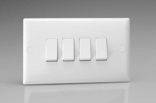 Varilight XO9W Value Polar White 4 Gang 10A 1 or 2 Way Rocker Light Switch