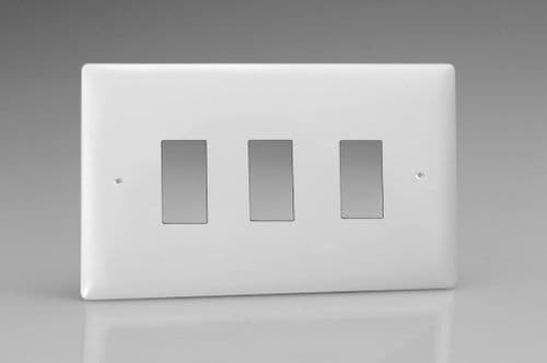 Varilight XOPGY3 Powergrid Polar White 3 Gang Grid Plate (Twin Plate)