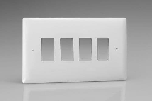 Varilight XOPGY4 Powergrid Polar White 4 Gang Grid Plate (Twin Plate)