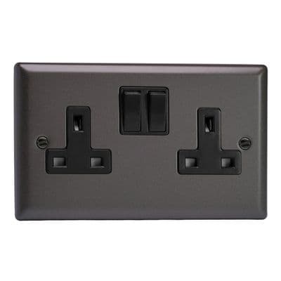 Varilight XP5B Classic Graphite 21 2 Gang Double 13A Switched Plug Socket