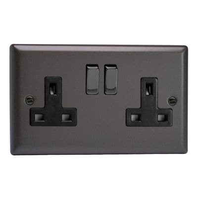 Varilight XP5DB Classic Graphite 21 2 Gang Double 13A Switched Plug Socket