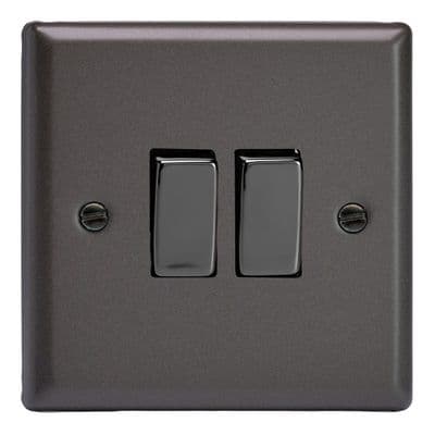Varilight XP71D Classic Graphite 21 2 Gang 10A Rocker Light Switch (1 x Intermediate 1 x 2W)