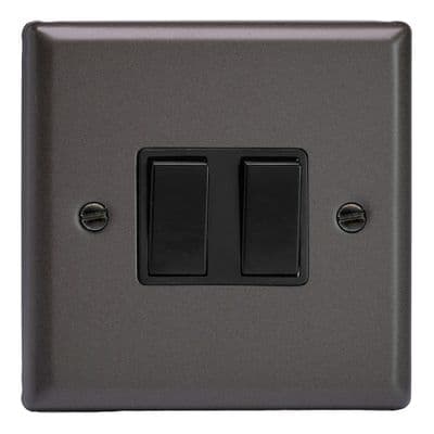 Varilight XP77B Classic Graphite 21 2 Gang 10A Intermediate Rocker Light Switch