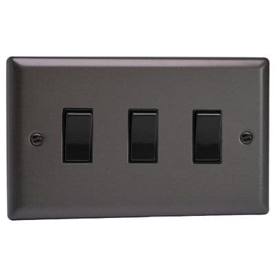 Varilight XP93B Classic Graphite 21 3 Gang 10A 1 or 2 Way Rocker Light Switch (Twin Plate)