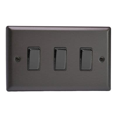 Varilight XP93D Classic Graphite 21 3 Gang 10A 1 or 2 Way Rocker Light Switch (Twin Plate)