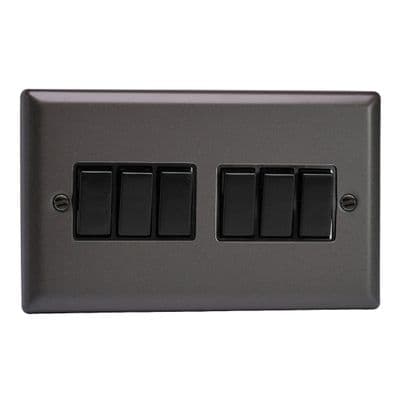 Varilight XP96B Classic Graphite 21 6 Gang 10A 1 or 2 Way Rocker Light Switch