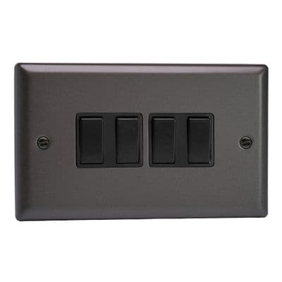 Varilight XP9B Classic Graphite 21 4 Gang 10A 1 or 2 Way Rocker Light Switch