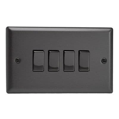 Varilight XP9D Classic Graphite 21 4 Gang 10A 1 or 2 Way Rocker Light Switch