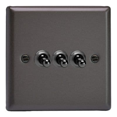 Varilight XPT3 Classic Graphite 21 3 Gang 10A 1 or 2 Way Toggle Light Switch