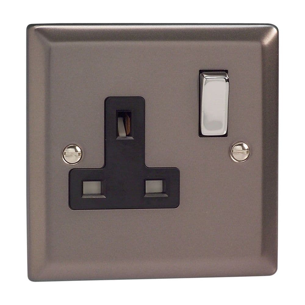 Varilight XR4DB Classic Pewter 1 Gang 13A DP Single Switched Plug Socket