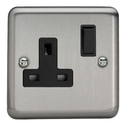 Varilight XS4B Classic Matt Chrome 1 Gang 13A DP Single Switched Plug Socket