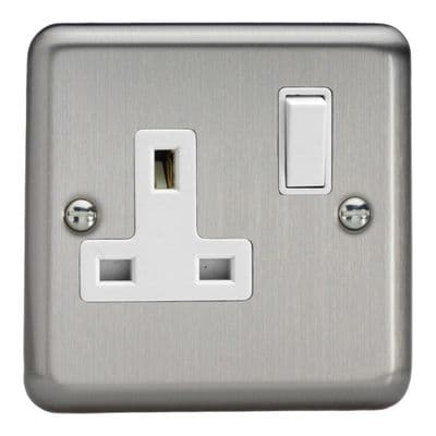 Varilight XS4W Classic Matt Chrome 1 Gang 13A DP Single Switched Plug Socket