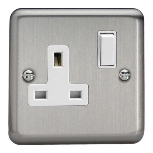 Varilight XS4W Classic Matt Chrome 1 Gang 13A DP Single Switched Plug Socket