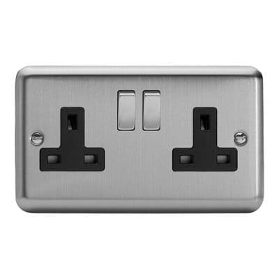 Varilight XS5DB Classic Matt Chrome 2 Gang Double 13A Switched Plug Socket