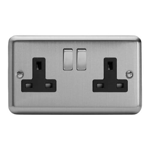 Varilight XS5DB Classic Matt Chrome 2 Gang Double 13A Switched Plug Socket