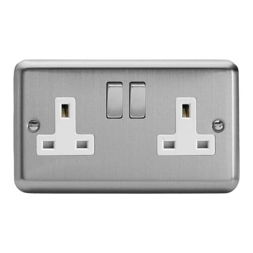 Varilight XS5DW Classic Matt Chrome 2 Gang Double 13A Switched Plug Socket