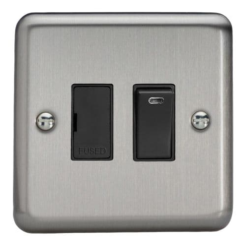 Varilight XS6NB Classic Matt Chrome 1 Gang 13A Switched Fused Spur + Neon