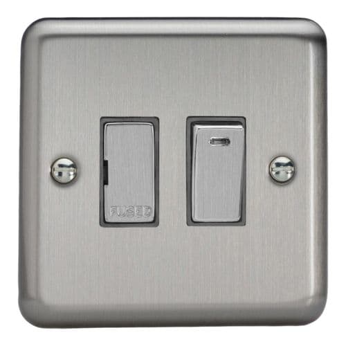 Varilight XS6ND Classic Matt Chrome 1 Gang 13A Switched Fused Spur + Neon