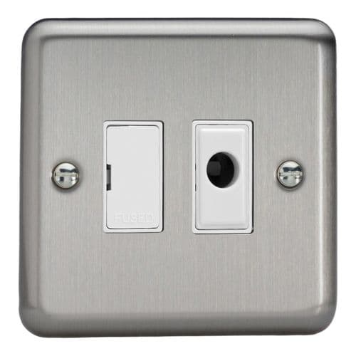 Varilight XS6UFOW Classic Matt Chrome 1 Gang 13A Unswitched Fused Spur + Flex Outlet