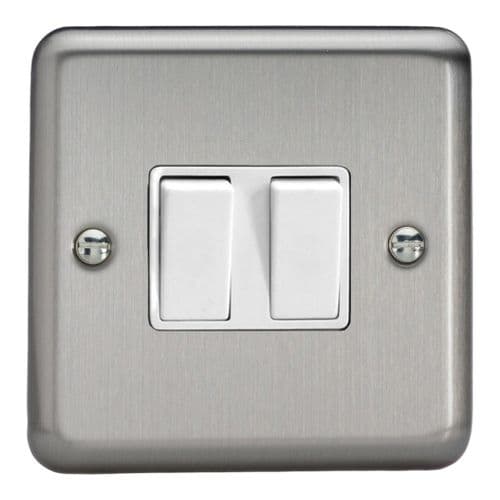 Varilight XS77W Classic Matt Chrome 2 Gang 10A Intermediate Rocker Light Switch