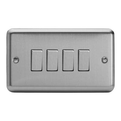 Varilight XS9D Classic Matt Chrome 4 Gang 10A 1 or 2 Way Rocker Light Switch