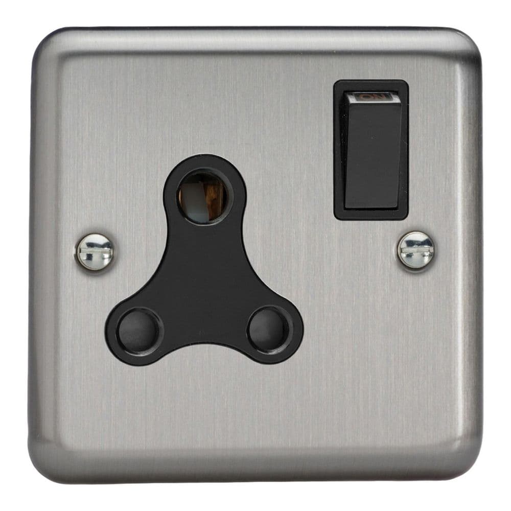 Varilight XSRP15AB Classic Matt Chrome 1 Gang 15A Round Pin Plug Socket