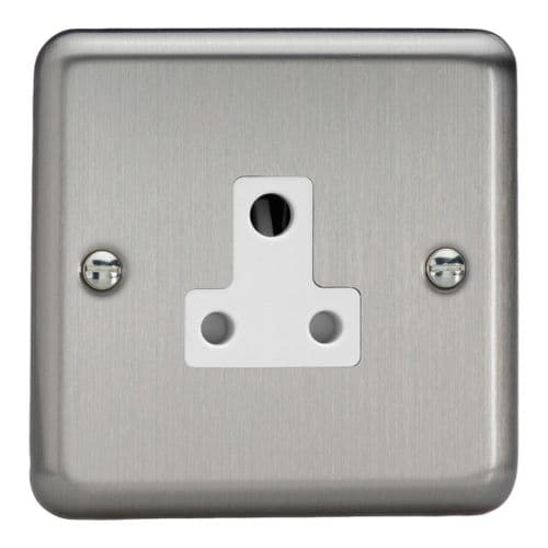 Varilight XSRP5AW Classic Matt Chrome 1 Gang 5A Round Pin Plug Socket