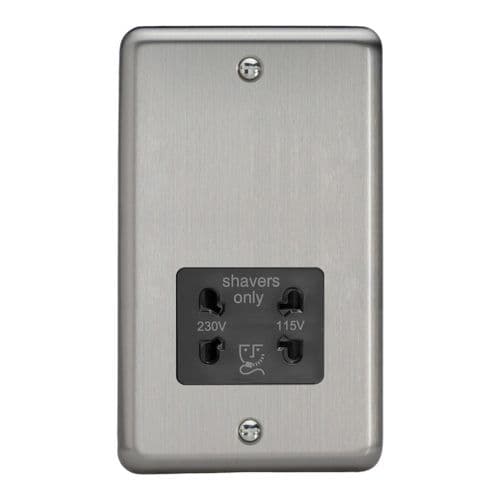 Varilight XSSSB Classic Matt Chrome Dual Voltage Shaver Socket 230V/115V