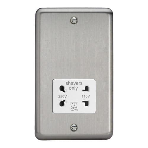 Varilight XSSSW Classic Matt Chrome Dual Voltage Shaver Socket 230V/115V