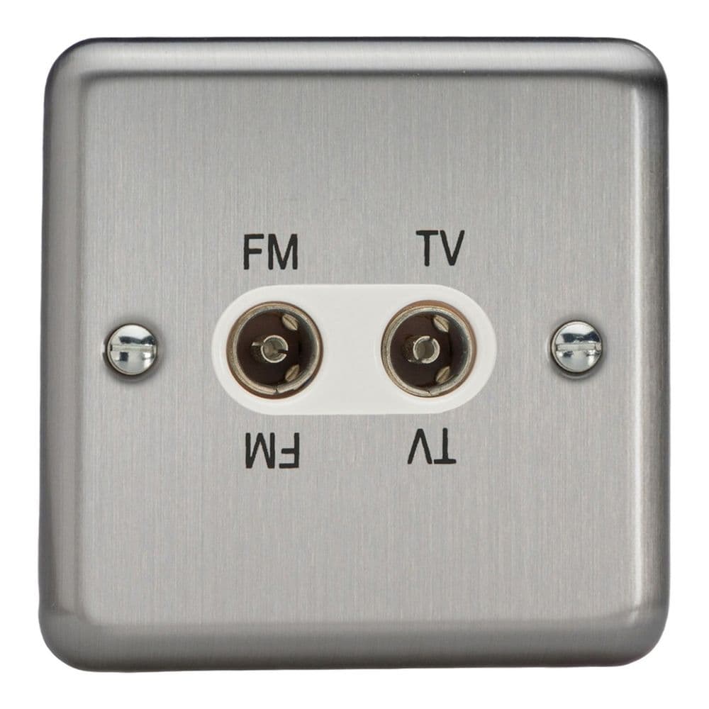 Varilight XSTVFMW Classic Matt Chrome 2 Gang Diplex Socket TV/FM