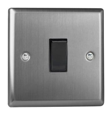 Varilight XT1B Classic Brushed Steel 1 Gang 10A 1 or 2 Way Rocker Light Switch