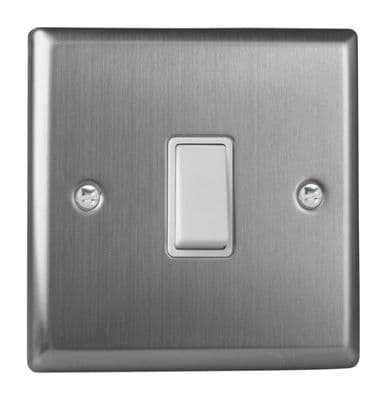 Varilight XT1W Classic Brushed Steel 1 Gang 10A 1 or 2 Way Rocker Light Switch