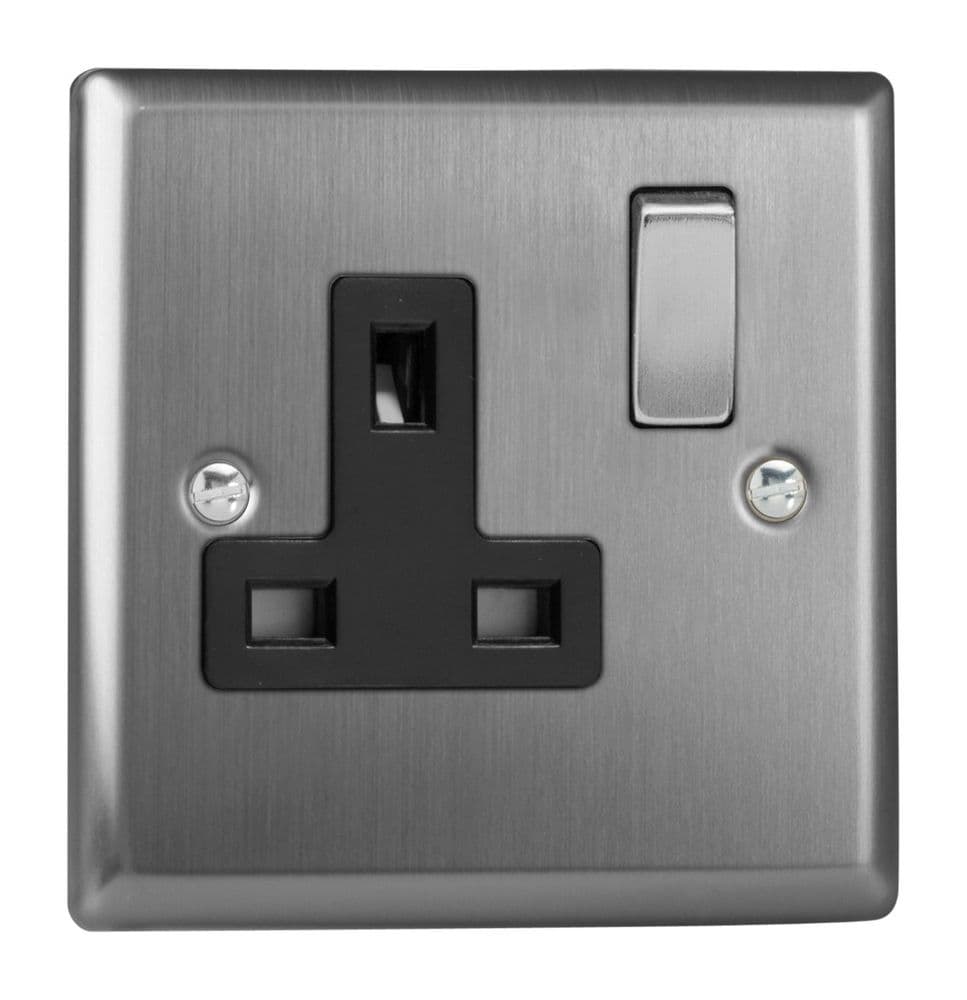 Varilight XT4DB Classic Brushed Steel 1 Gang 13A DP Single Switched ...