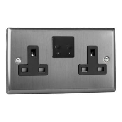 Varilight XT5VSB Classic Brushed Steel 2 Gang 13A Wi-Fi Socket for V-Pro Smart Supla