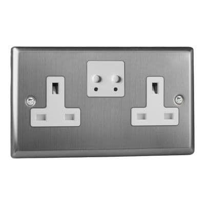 Varilight XT5VSW Classic Brushed Steel 2 Gang 13A Wi-Fi Socket for V-Pro Smart Supla