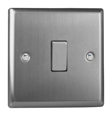 Varilight XT7D Classic Brushed Steel 1 Gang 10A Intermediate Rocker Light Switch