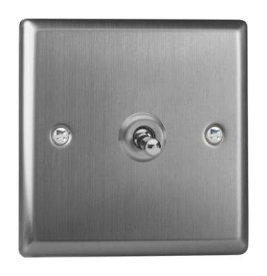 Varilight XTT1 Classic Brushed Steel 1 Gang 10A 1 or 2 Way Toggle Light Switch
