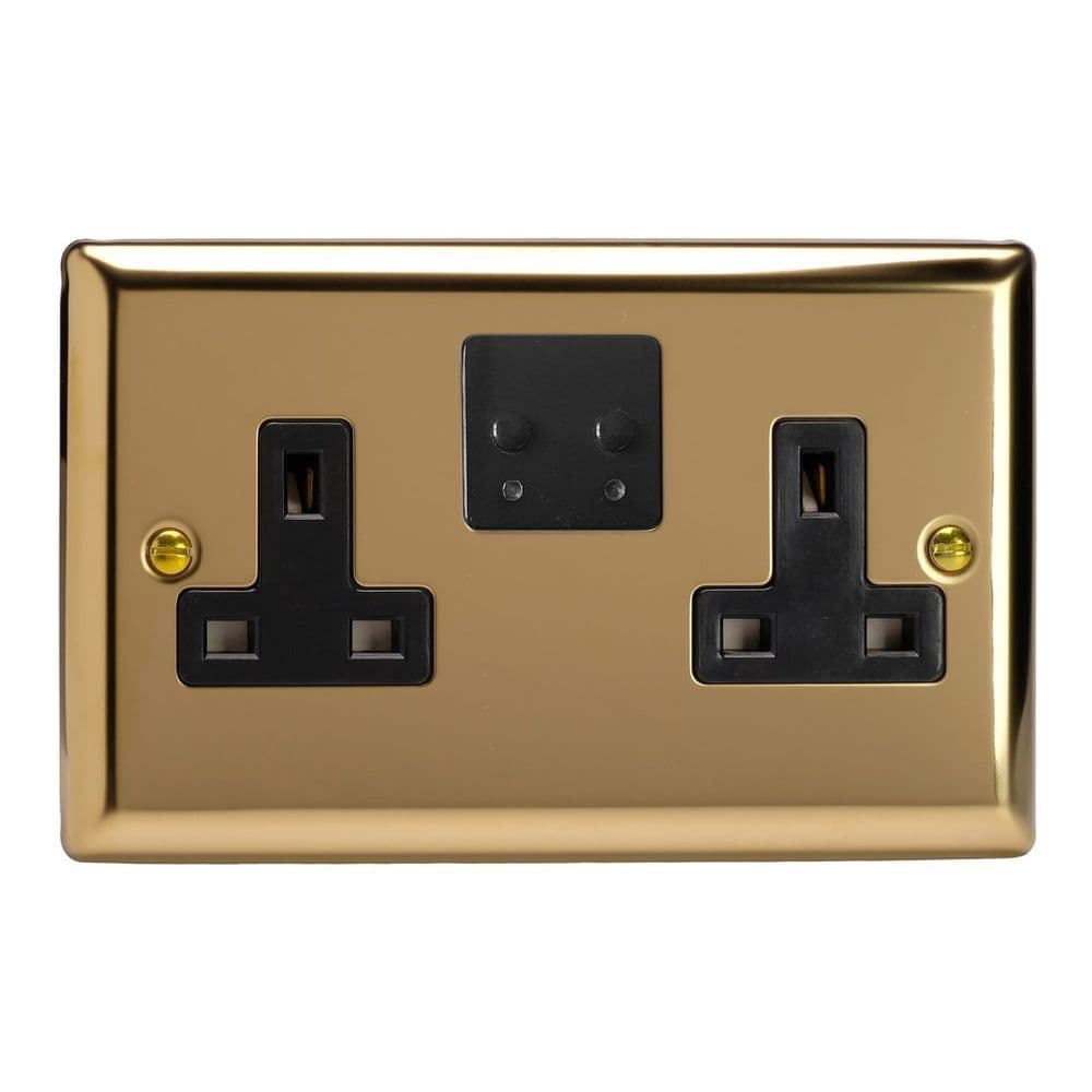 Varilight XV5VSB Classic Victorian Brass 2 Gang 13A Wi-Fi Socket for V ...