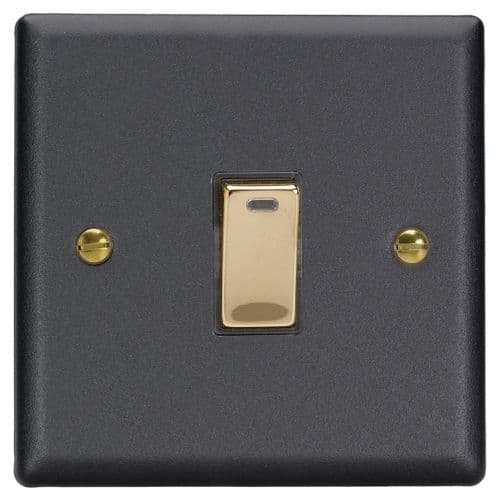 Varilight XY20NV.MB Vogue Matt Black 1 Gang 20A Double Pole Rocker Switch + Neon Indicator Light