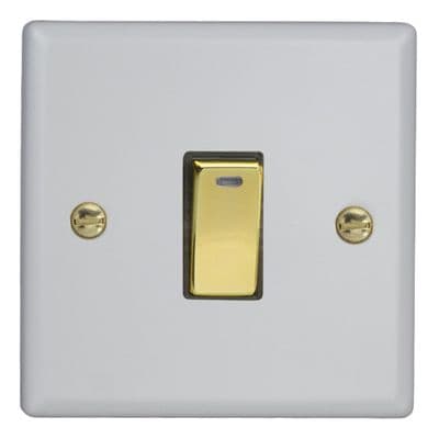 Varilight XY20NV.MW Vogue Matt White 1 Gang 20A Double Pole Rocker Switch + Neon Indicator Light