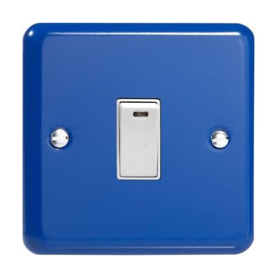 Varilight XY20NW.RB Lily Primary Reflex Blue 1 Gang 20A Double Pole Switch + Neon Indicator
