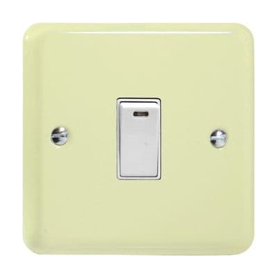 Varilight XY20NW.WC Lily Pastel White Chocolate 1 Gang 20A Double Pole Switch + Neon Indicator